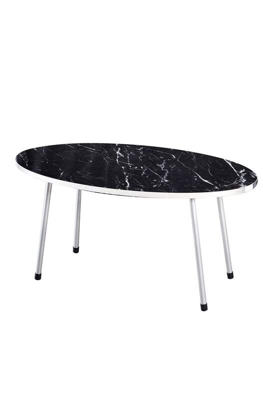 Silver Metal Centre Coffee Table Ellipse
