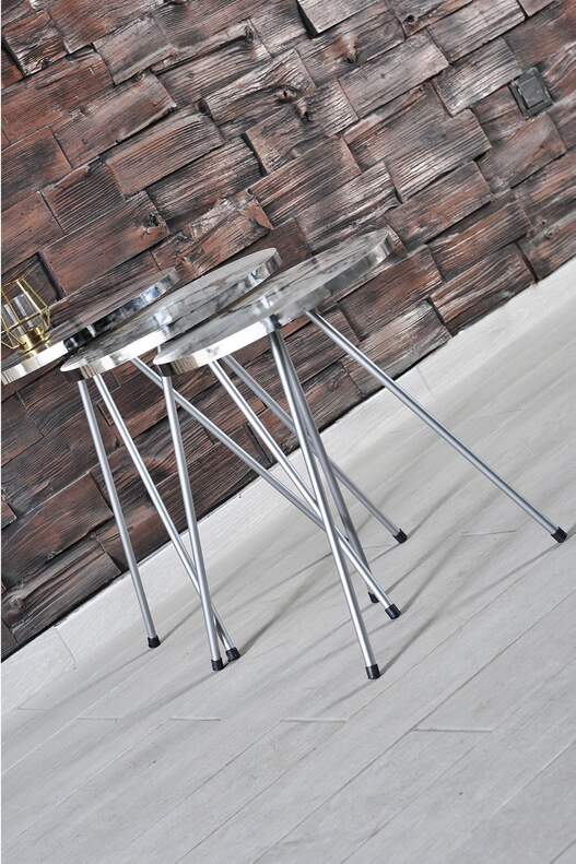 Silver Metal Zigon Coffee Table