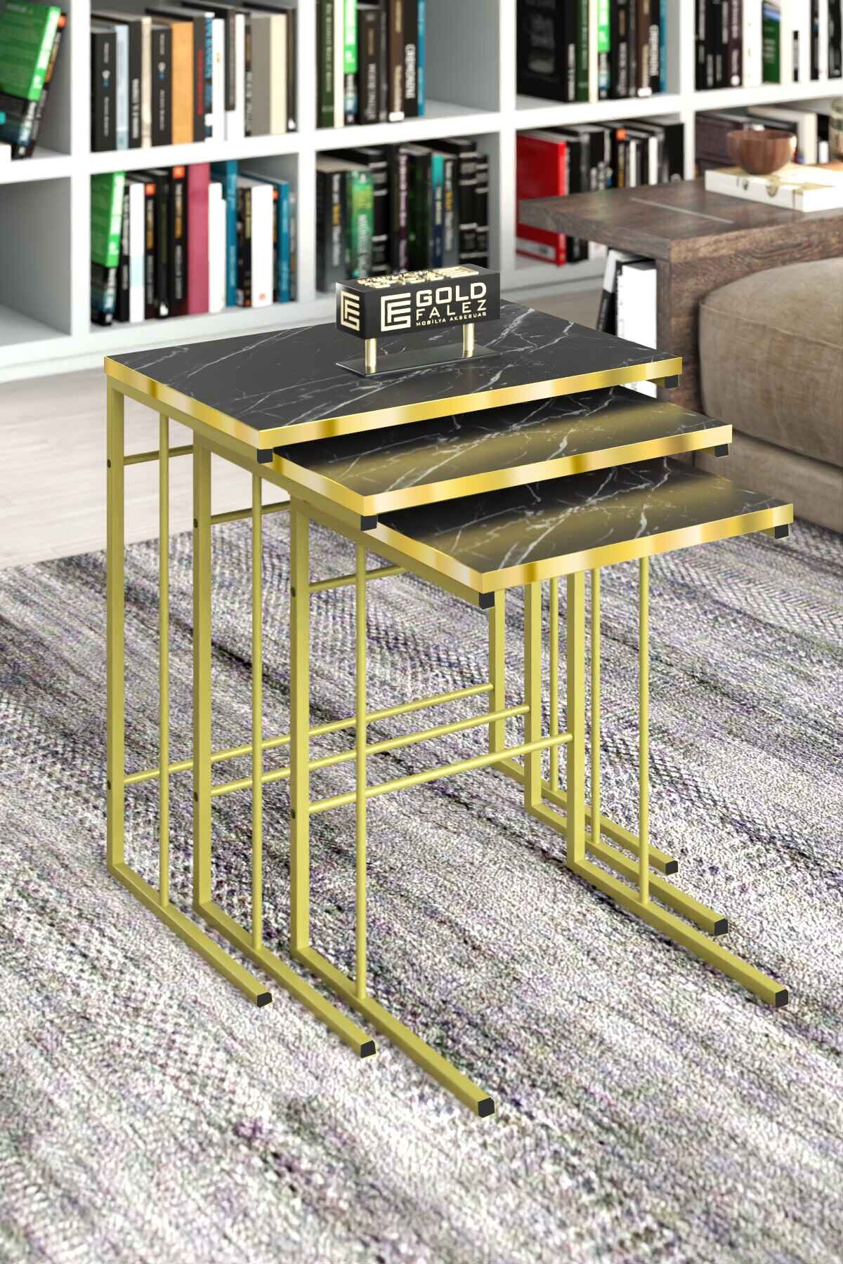 Solo Altın Zigon Sehpa - 57 cm - Ön Görünüm