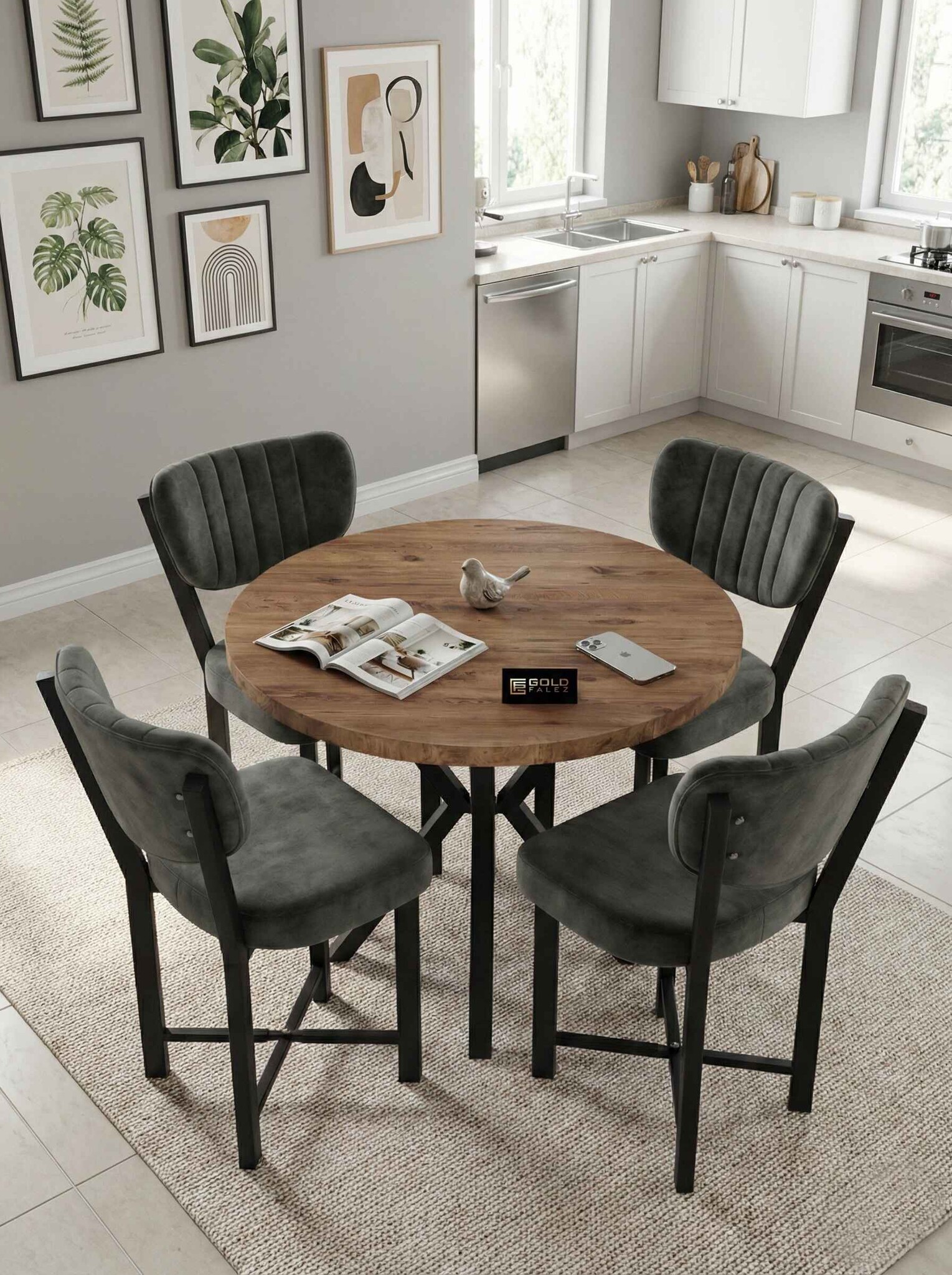 Elma Masa Takımı 90 Çap - Ön Görünüm